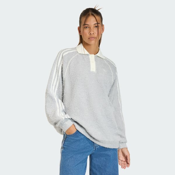 Gris PLAYERA POLO ADIDAS ORIGINALS OVERSIZE DE TEJIDO BOUCLÉ