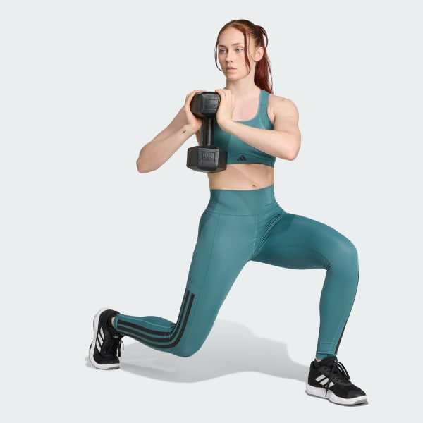 Πράσινο Optimé 3-Stripes Full Length Leggings