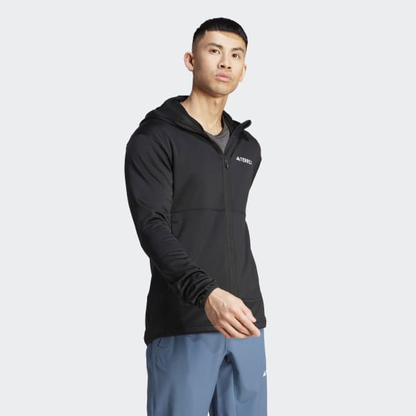 Zwart TERREX XPERIOR LIGHT FLEECE CAPUCHONJACK