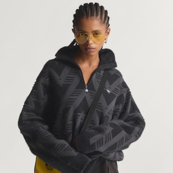 Svart KNITTED HALF-ZIP GENSER