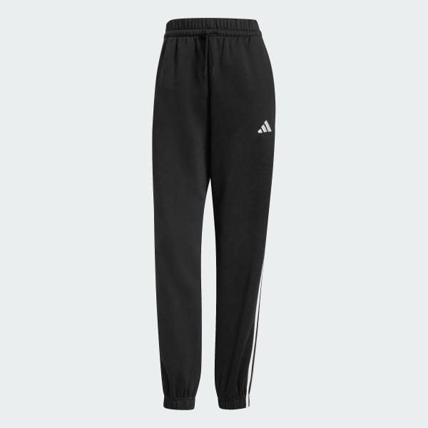 Negro Pantalón Essentials Fleece 3 Tiras Corte Holgado