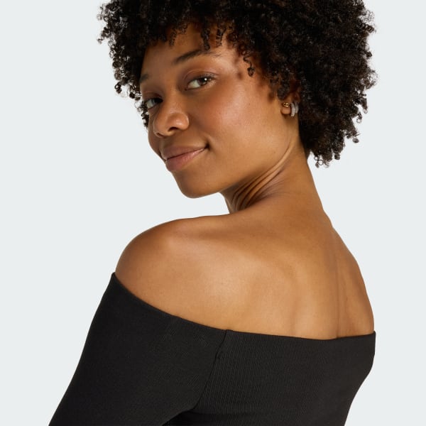 アディダス エッセンシャルズ リブ オフショルダー 長袖Tシャツ