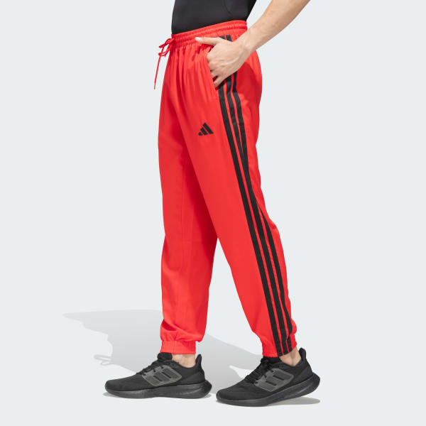 Red 3 Stripes Woven Track Pants