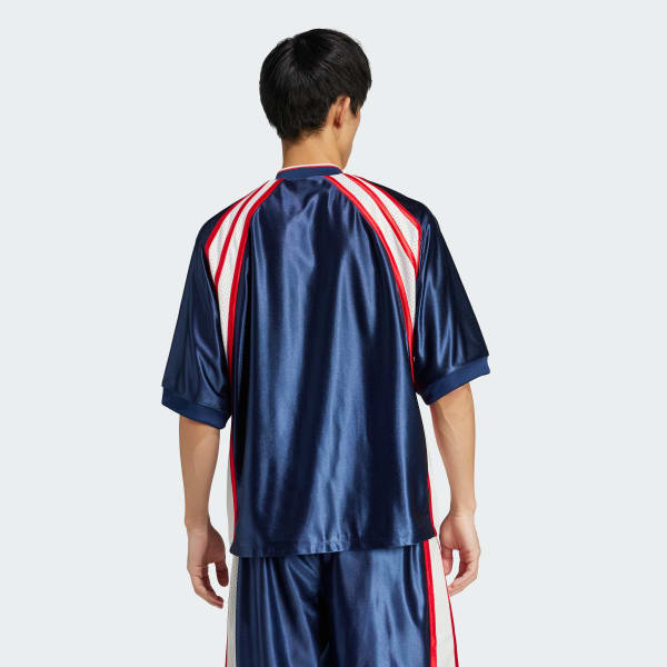 ブルー カットライン 半袖トラックトップ