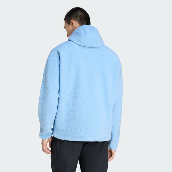 Azul CAMISOLA COM CAPUZ DE BORG FLEECE COM FECHO A 1/4