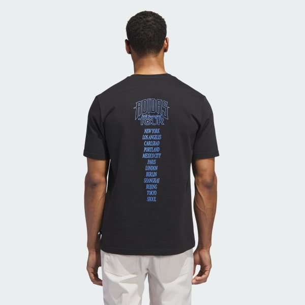 Hitam T-shirt Grafis Golf Tour