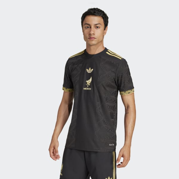 正規品 adidas メキシコ代表 シャツ 黒/黄 アディダス メキシコ代表 ゴールドユニフォーム - ブラック
