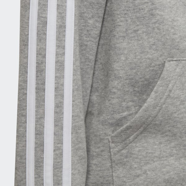 Grey Essentials 3-Stripes Zip Hooded Jacket DJ051