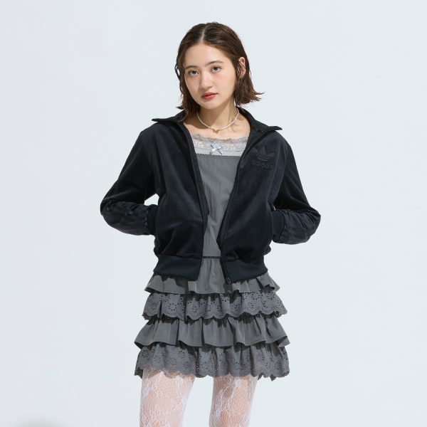 アディダス アディカラー ベロア トラックトップ - ブラック