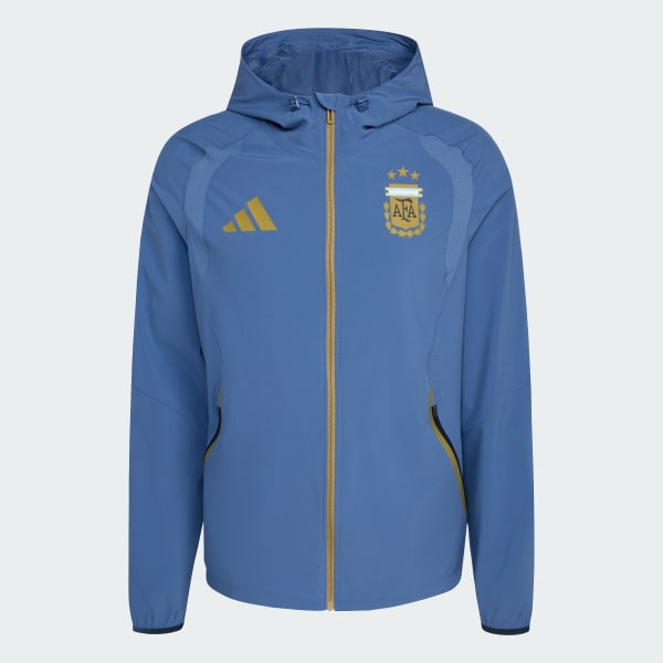 adidas Argentina Tiro Travel Full Zip Windbreaker - Blue | Free
