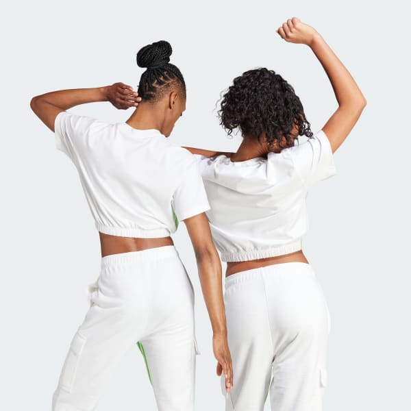 adidas Dance 3-Stripes Crop Tee - White