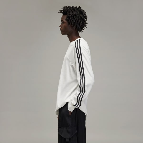 Blanc T-shirt manches longues 3 bandes Y-3