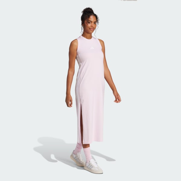 Rosa Essentials 3-Streifen Long Racerback Kleid