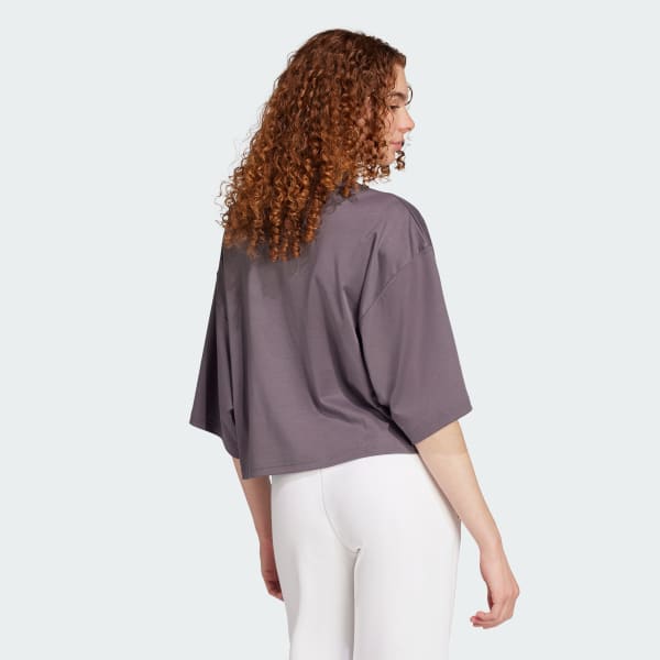 สีเทา เสื้อยืดทรงหลวม City Escape
