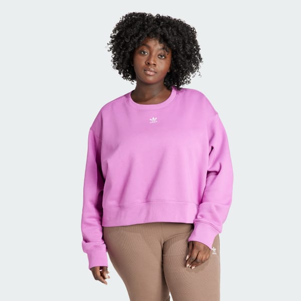 Pink Adicolor Essentials Crew Sweatshirt (Plus Size)