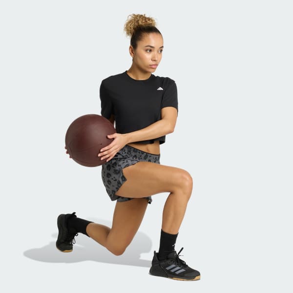 グレー ワークアウト エッセンシャルズ ウーブン ショーツ プリント