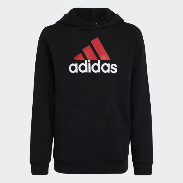 Black Essentials Two-Colored Big Logo Cotton Hoodie