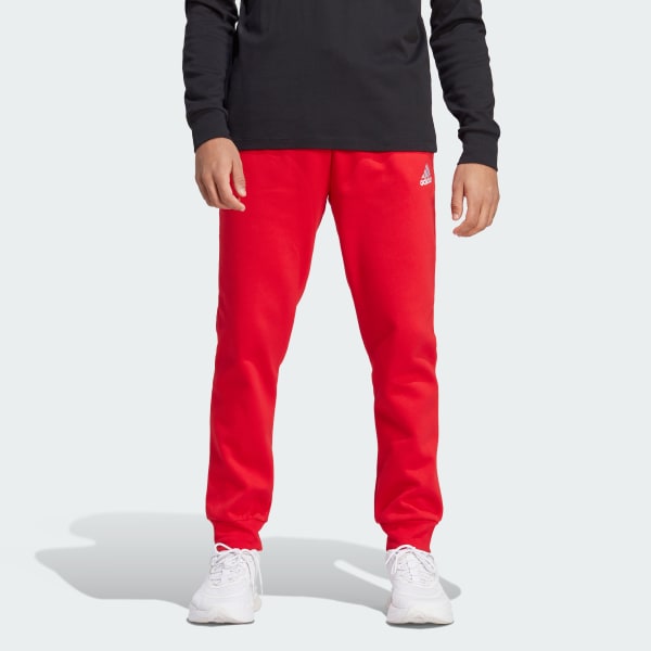 adidas Essentials Fleece Regular Tapered Joggers Red adidas UK
