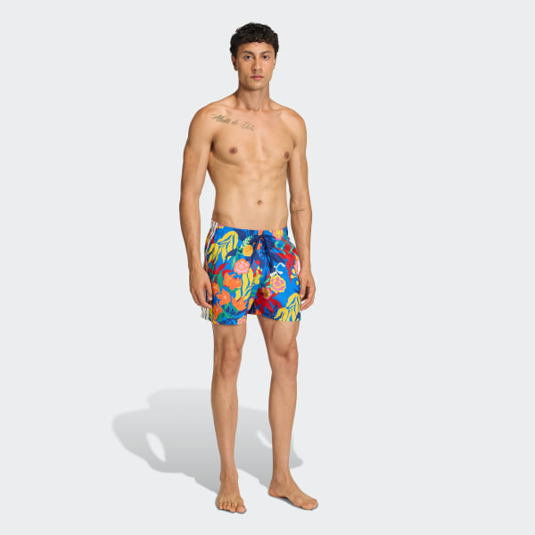 blauw MEXICANA FLORALS 3 STRIPES SWIM SHORTS 5 INCH