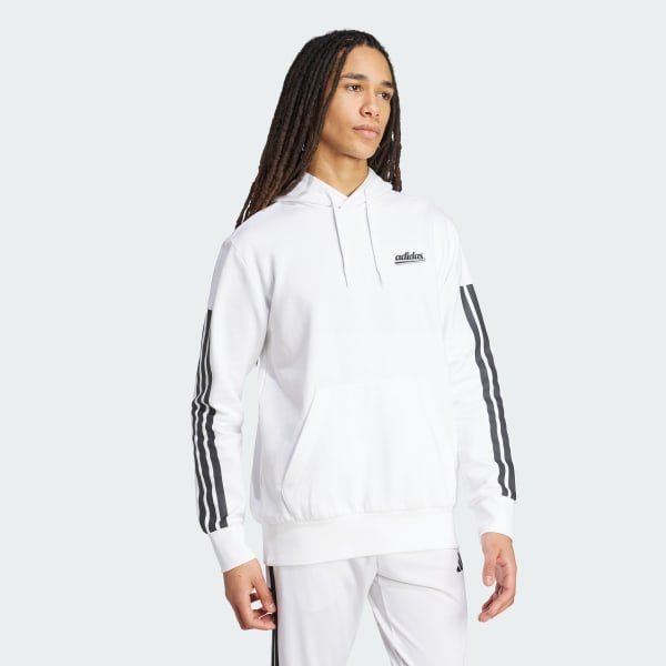 Weiss Hoodie mit farbigem Schriftzug