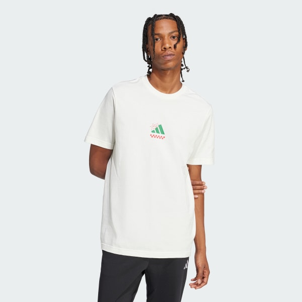 adidas Lounge Pizza Graphic Tee - White | Free Shipping with