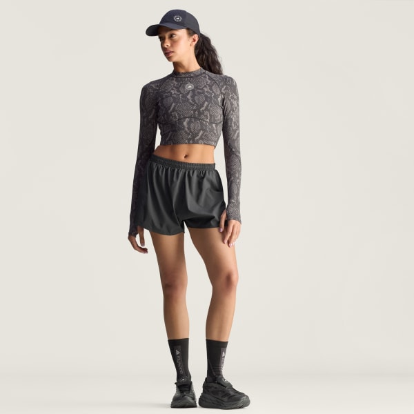 bruin adidas By Stella McCartney Trainingscroptop met Lange Mouwen en Print