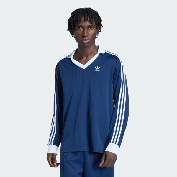 ブルー アディカラー ピケ サッカー長袖Tシャツ