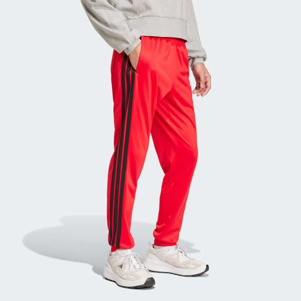 adidas 3-Stripes Tricot Regular Tapered Track Pants - Red