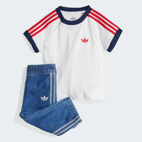 アディダス デニム 半袖Tシャツ セットアップ キッズ - ブルー