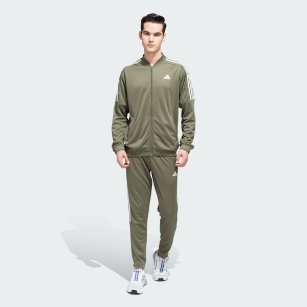 Green 3 Stripes Plain AEROREADY Track Suit