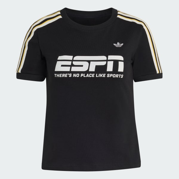 สีดำ เสื้อยืดคอตตอนลายสปอนเซอร์ Cali