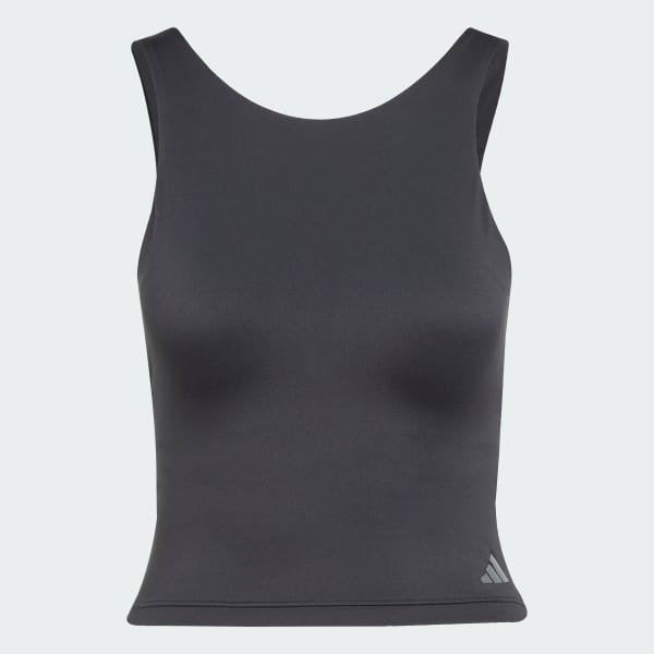 Black Yoga Crop Tank Top With Inner Shelf Bra