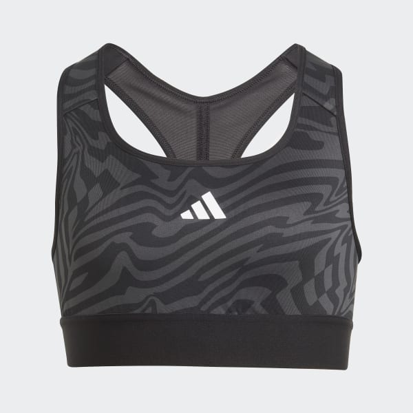 Gris Sujetador deportivo AEROREADY Powerreact Print Padded (Adolescentes)