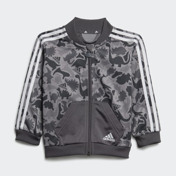 Grijs Dino Camo Allover Print Shiny Polyester Trainingspak