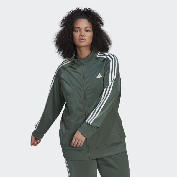 adidas Essentials Warm-Up Tricot Slim 3-Stripes Jacket (Plus - Green Women's Training | adidas US