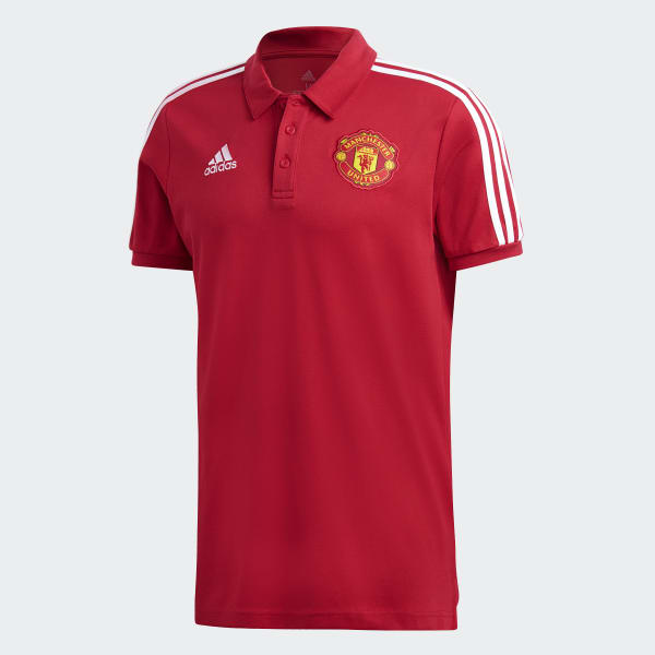 Red Manchester United 3-Stripes Polo Shirt INU91