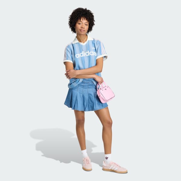 Blue DENIM PLEATED SKIRT