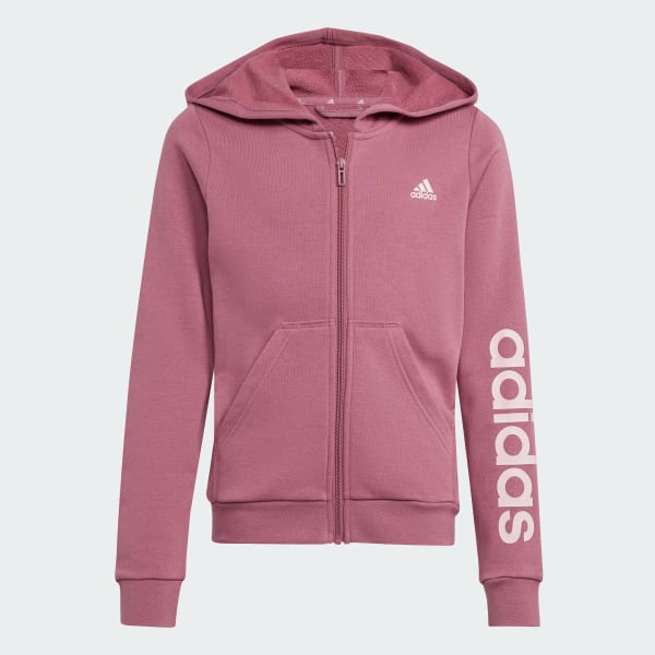 adidas Essentials Linear Logo Full-Zip Hoodie - Pink | adidas UK