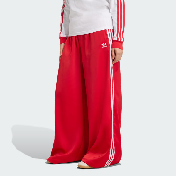 Red Adicolor Satin Wide Leg Track Joggers