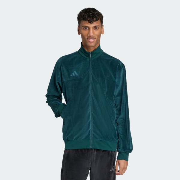 Verde Track Top in velluto
