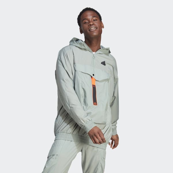 Green top adidas windbreaker