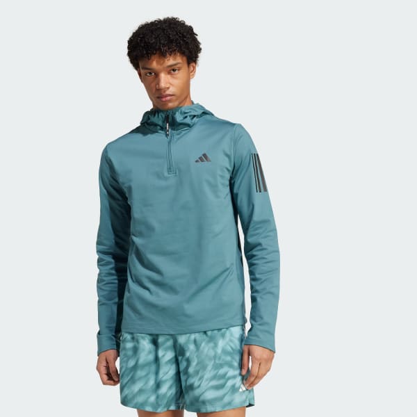 Πράσινο Μπλούζα Own The Run Winterized Half-Zip με κουκούλα