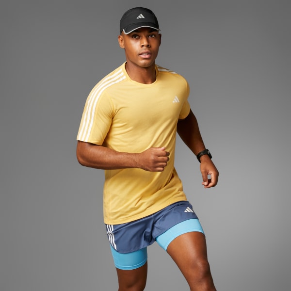 Amarillo Camiseta Own the Run 3 Rayas
