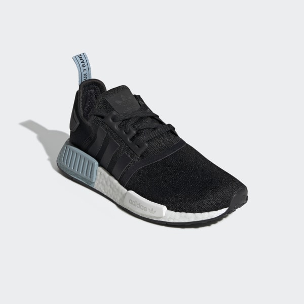 Women's NMD R1 Black and Blue Shoes 
