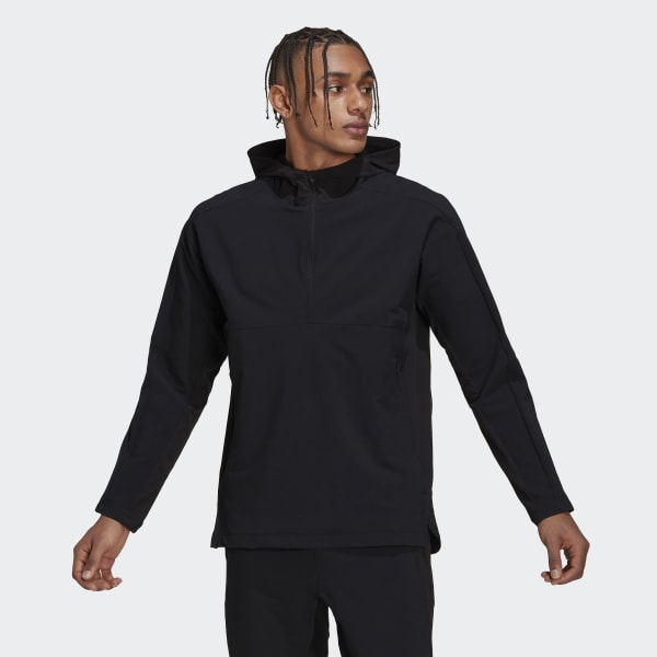 Negro Buzo con Capucha de Entrenamiento Cordura Cierre Frontal BZ306