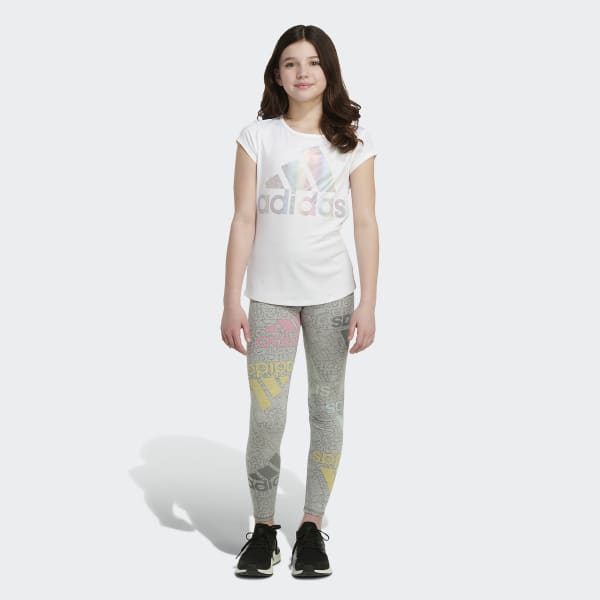 Kids\' 👖 Grey US - Print Allover 👖 Love Brand | Training Tights | adidas adidas