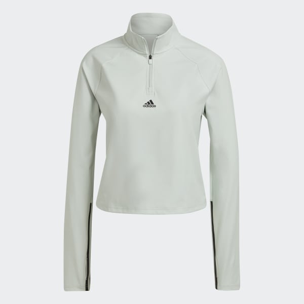 Zielony Hyperglam Cut 3-Stripes 1/4-Zip Tee TM302