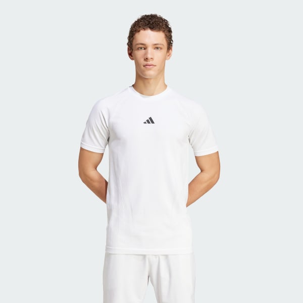 Branco Camiseta Tennis Pro Seamless AEROREADY FreeLift
