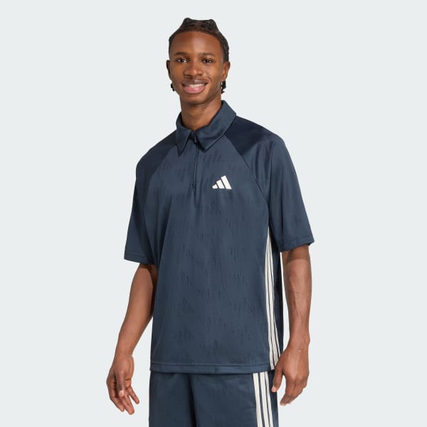 Blue Stadium Jacquard Polo Tee