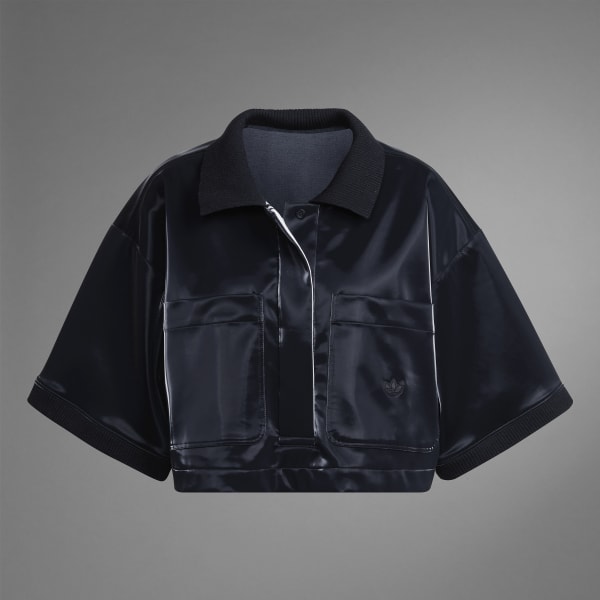 Black Blue Version High-Shine Crop Polo Shirt DD855